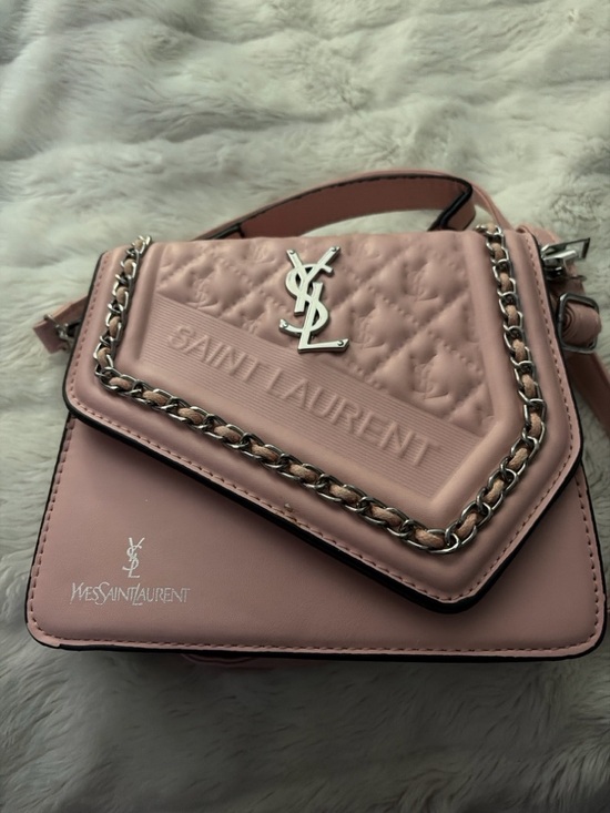 Saint Laurent Blush Pink Quilted Chain-Accent Crossbody - Picture 4 of 4